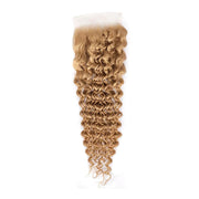 4X4 Lace Closure Deep Wave Honey Blonde (#27) Color 100% Human Hair Closure