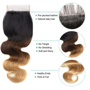 4X4 Lace Closure Body Wave Ombre (1B427) 100% Human Hair Closure