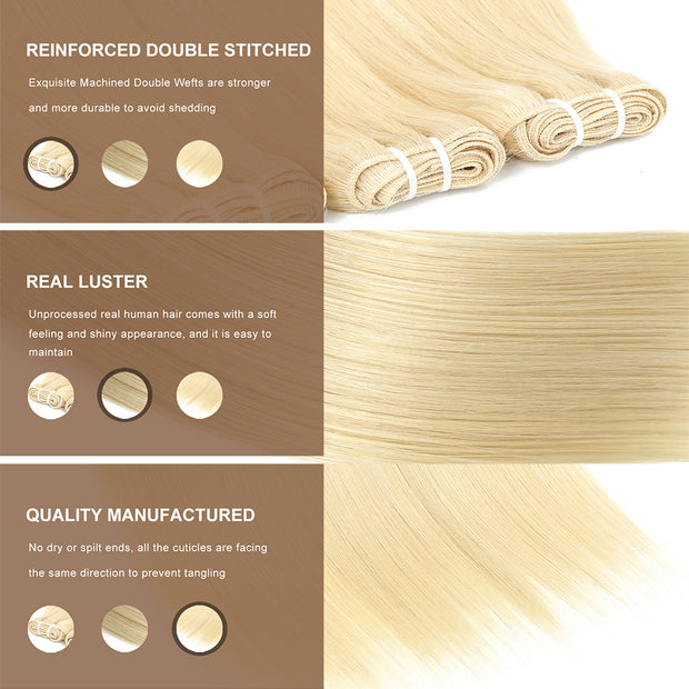 prenuim blonde 613 Hair Straight Unprocessed 100% Human Hair ash Blonde(#613) Color