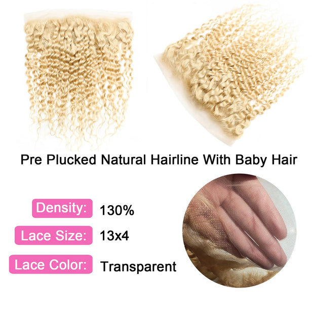 13x4 HD Lace Frontal 613 Blonde Deep Wave 100% Human Hair