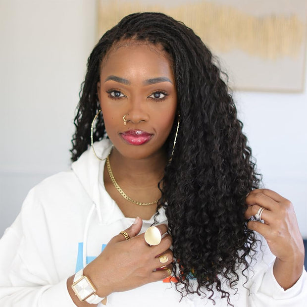 Boho Box Braids Wig Full Lace Braided Wig Human Hair Square Parted Knotless Pre Pluched With Baby Hair Braided Wigs for Black Women