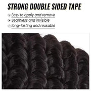 Tape In Hair Extensions Human Hair 50g Deep Wave Black Color With Replacement Tapes 20 Pcs, Remover