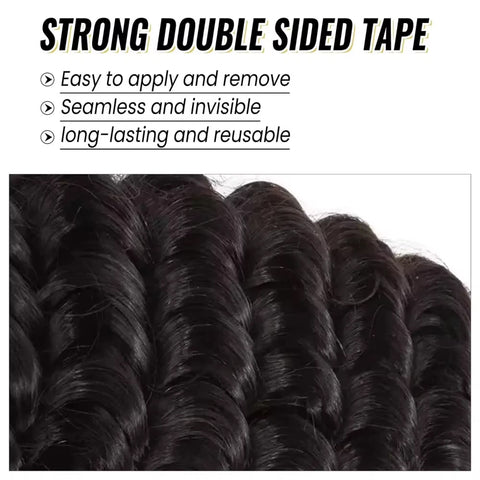 Tape In Hair Extensions Human Hair 50g Deep Wave Black Color With Replacement Tapes 20 Pcs, Remover