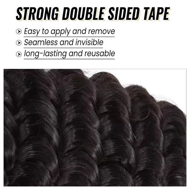 Tape In Hair Extensions Human Hair 50g Deep Wave Black Color With Replacement Tapes 20 Pcs, Remover