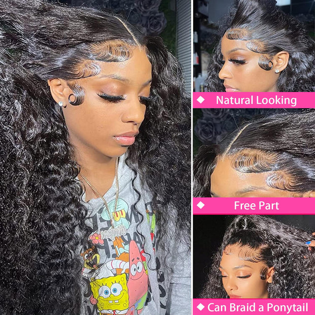 4x4HD Lace Closure Deep Wave Human Hair 100% Unprocessed Brazilian Virgin Hair Free Part