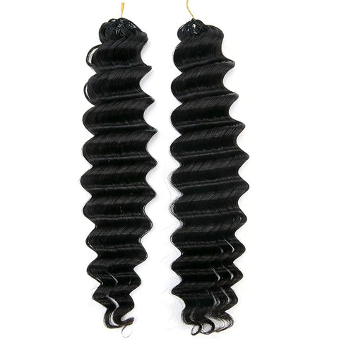 Deep Wave Knotless Pre-Separated Crochet Hair Extensions Feather Hair Extensions Deep Curly Feather Line Hair Extension 100% Human Hair Natural Color