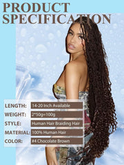 Human Braiding Hair #2 Color Bulk Mink Hair 100g/bundle 20"-22" inch