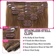 High Quality Clip In Honey Blonde (27#) Straight Hair Extensions 100% Human Hair