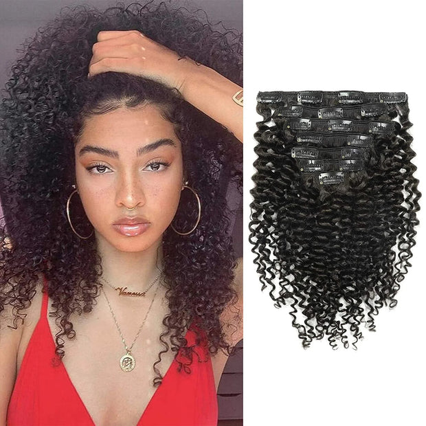 Clip in Mink Hair Extensions 100 Human Hair, 7pcs Natural Black Sraight, Body Wave Deep Wave