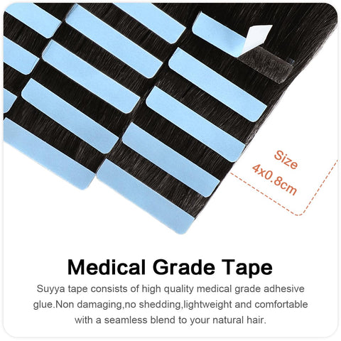 Invisible Tape-in  Human Hair Extensions Natural Color Straight - 20Pcs/Pack