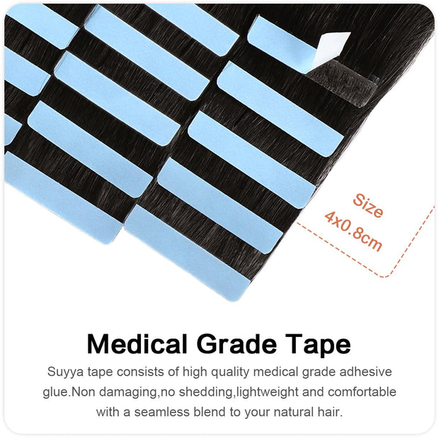 Invisible Tape-in  Human Hair Extensions Natural Color Straight - 20Pcs/Pack