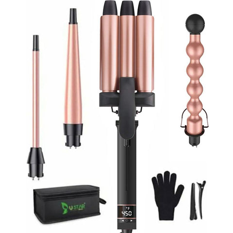 Curling Iron 4-In-1 Hair Crimper Wand Set With LED Temperature Control