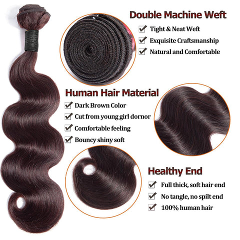 Seasonal Sale 50% OFF Dark Brown (2#) Body Wave 100% Human Hair