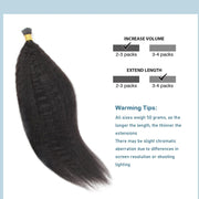 I-tip Premium Hair extensions Natural Black Kinky Straight
