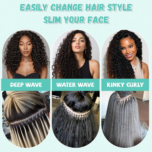 I-tip Premium Hair extensions Natural Black Deep Wave