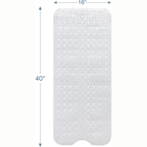 40 x 16 Inches Non-Slip Shower Bath Tub Mat With Suction Cups And Drain Holes, Beige
