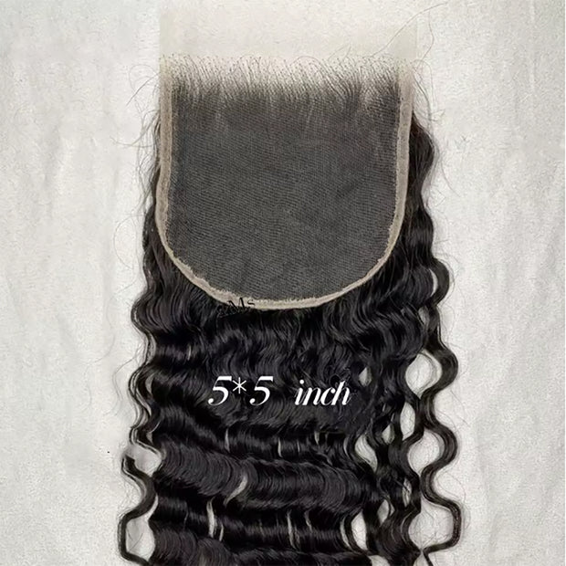 5x5 Transparent Lace Burmese Curl Lace Closure Brazilian Virgin Human Hair
