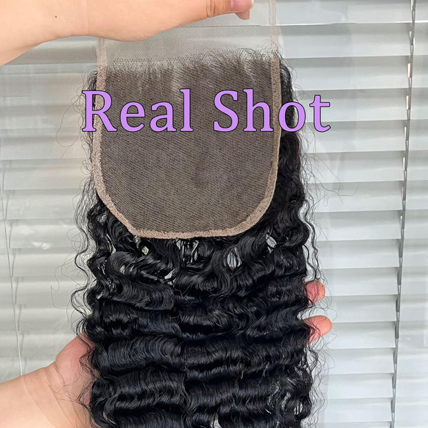 5x5 Transparent Lace Burmese Curl Lace Closure Brazilian Virgin Human Hair