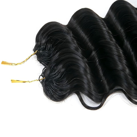 Deep Wave Knotless Pre-Separated Crochet Hair Extensions Feather Hair Extensions Deep Curly Feather Line Hair Extension 100% Human Hair Natural Color