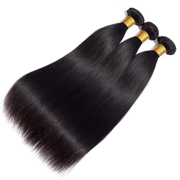3 Bundle Virgin Human Hair Straight Unprocessed Hair Natural Black Color