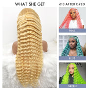 HD Lace 13x4 Frontal Wig Color Blonde(613) Deep Wave High Quality Human Hair Wig