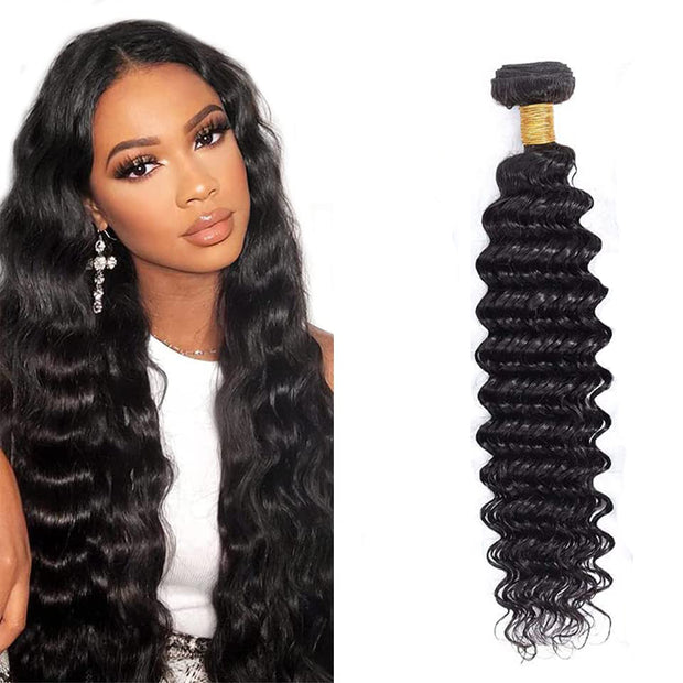 Double Drawn Full End Unprocessed Deep Wave INDIAN RAW Hair Black