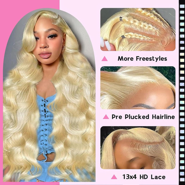 13x4 HD Lace Frontal 613 Blonde Body Wave 100% Human Hair