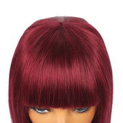 99J Burgundy Straight Short Bob Wigs Human Hair None Lace Front Wigs 10inch