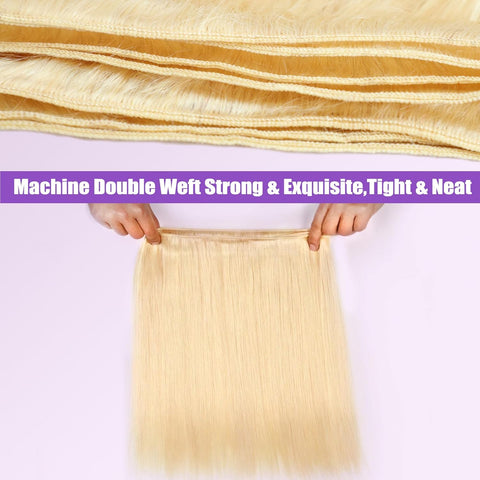 Premium 613 Gloden Blonde  Hair Straight Unprocessed 100 Human Hair Ash Blonde Color