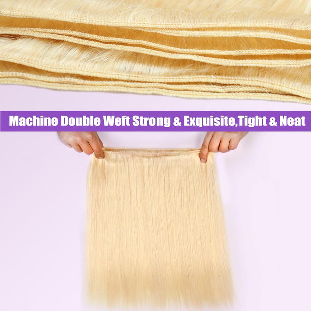 Premium 613 Gloden Blonde  Hair Straight Unprocessed 100 Human Hair Ash Blonde Color