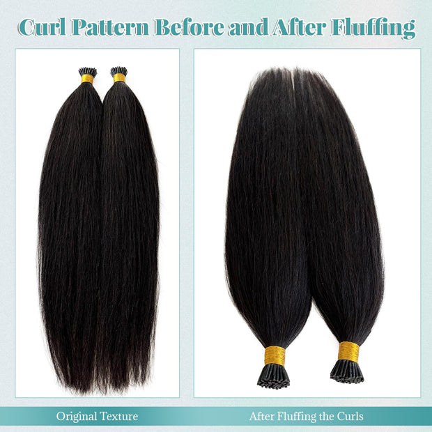 I-tip Premium Hair extensions Natural Black Straight