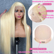 Transparent Lace 13x4 Frontal Wig Color Blonde(613) Straight 100 Human Hair