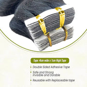 Tape In Hair Extensions Human Hair 50g Body Wave Black and Dark Brown Color With Replacement Tapes 20 Pcs, Remover