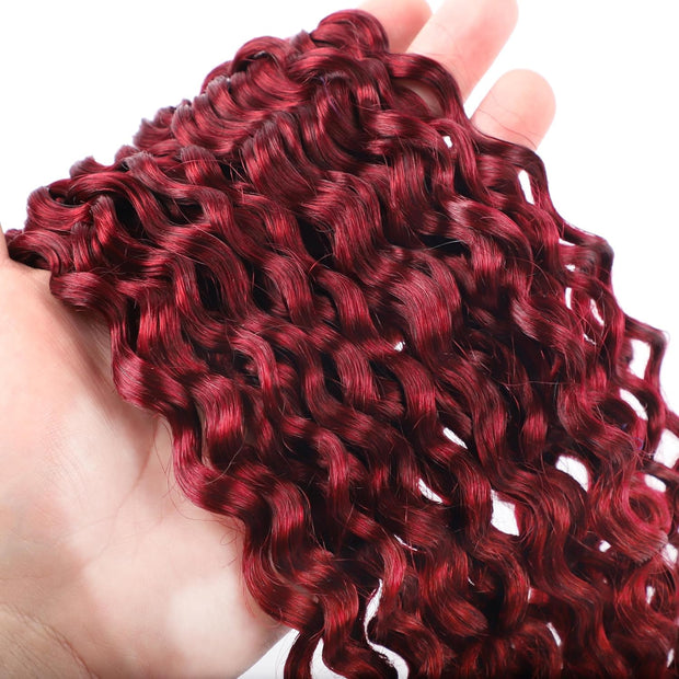 Human Braiding Hair Water Wave 2 bundle 100g Color Burgundy (99J)