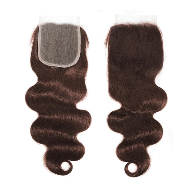 4X4 Lace Closure Body Wave Medium Brown(#4) Color 100% Human Hair Closure