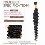 Natural color Human BOHO Braiding Hair Loose Deep Bulk hair Best Quality Mink hair extensions 100g/bundle