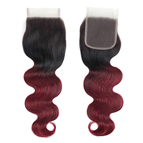 4X4 Lace Closure Body Wave Ombre (1B99J) 100% Human Hair Closure