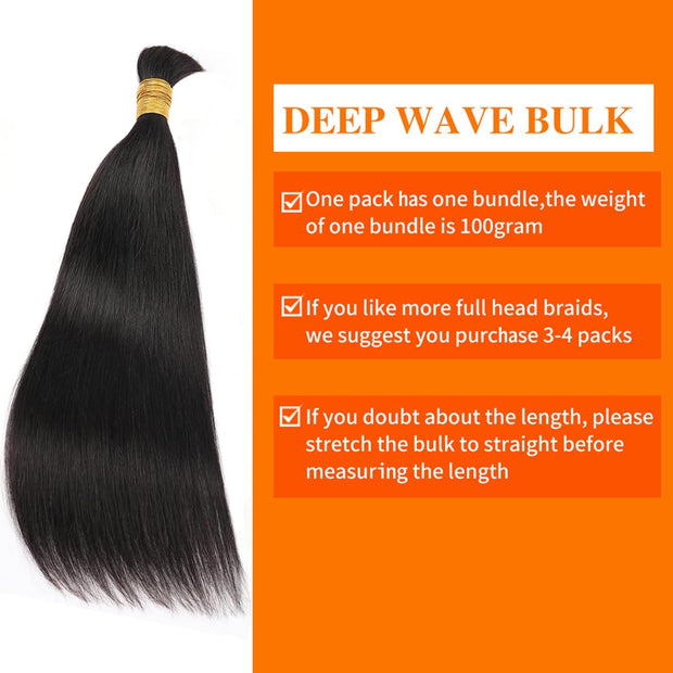 Natural color Human BOHO Braiding Hair Straight Bulkhair Best Quality Mink hair extensions 100g/bundle