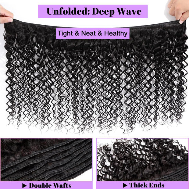Natural Black Deep Wave 100% Mink Human Hair