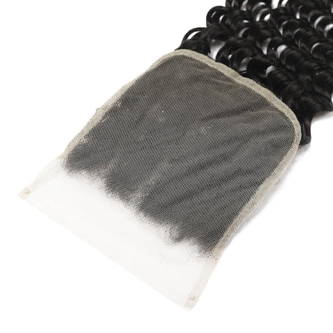 5x5 Transparent Lace Deep Wave Lace Closure Brazilian Virgin Human Hair
