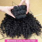 Burmese Curly Human Hair Bundles #1B Natural Color Wavy Mink Hair and 5*5 Transparent Closure For Women