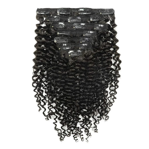 Clip in Mink Hair Extensions 100 Human Hair, 7pcs Natural Black Sraight, Body Wave Deep Wave