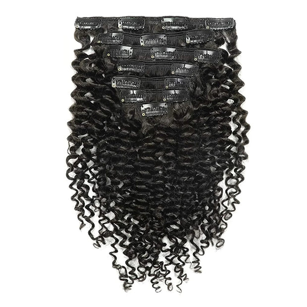 Clip in Mink Hair Extensions 100 Human Hair, 7pcs Natural Black Sraight, Body Wave Deep Wave