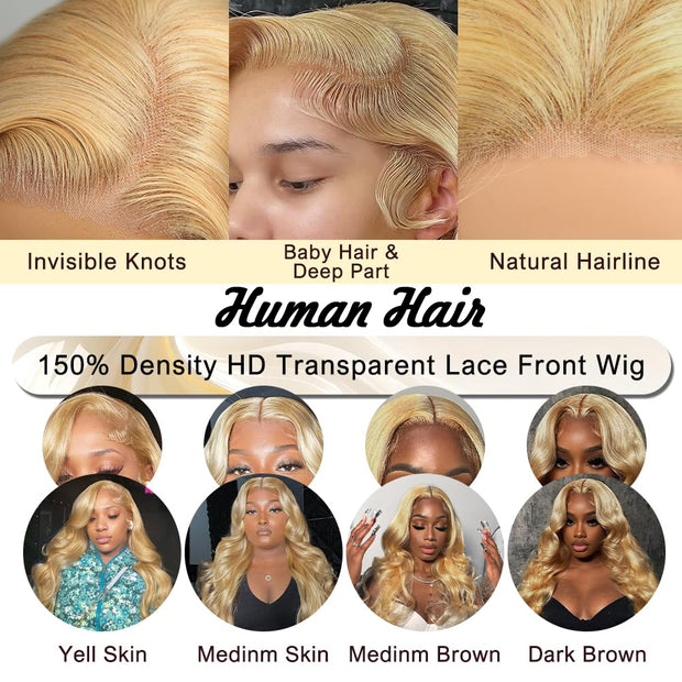 13x4 Lace 613 Blonde Body Wave Wear and Go Wig  Glueless Pre-Cut Lace 100 Human virgin remyHair