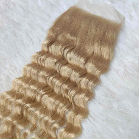 5X5  HD Lace Closure 613 Blonde Human Hair Deep Wave