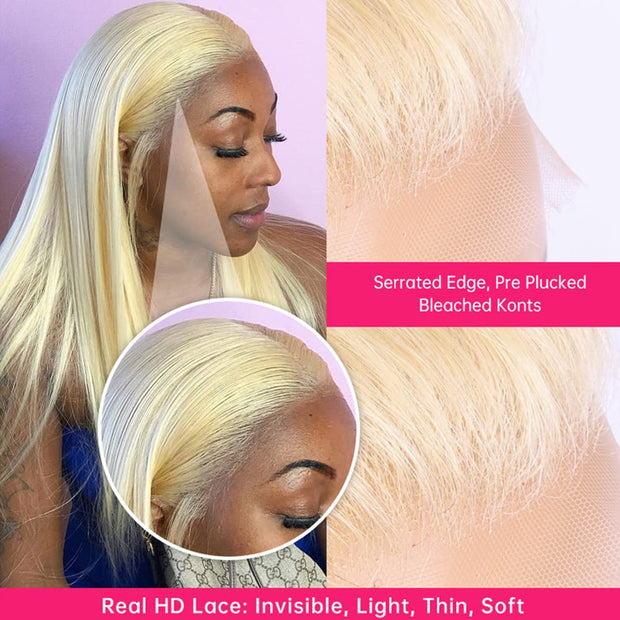 13x4 HD Lace Frontal 613 Blonde Straight 100% Human Hair