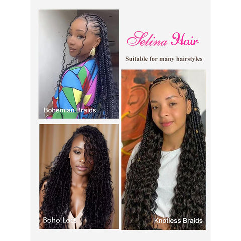 Natural color Human BOHO Braiding Hair Bulk hair Deep Wave Best Quality Mink hair extensions 100g/bundle