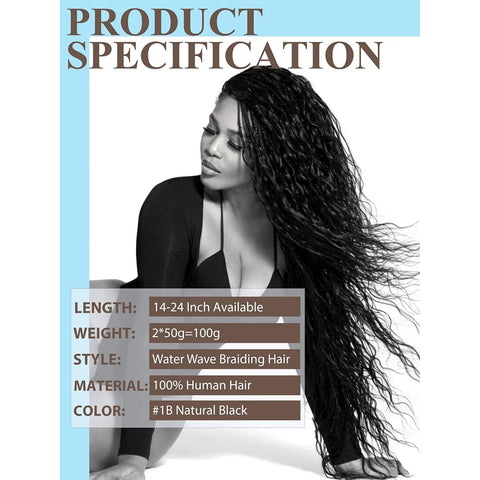 Natural color Human BOHO Braiding Hair Natural Wave Bulk hair Best Quality Mink hair extensions 100g/bundle