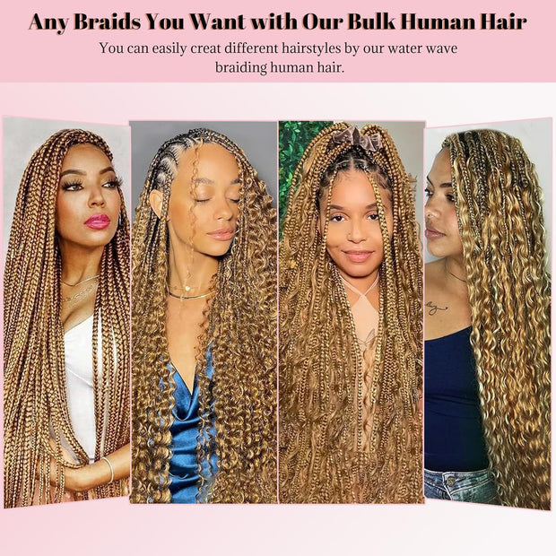Color #27 Human Braiding Hair Bulk 100g Water Wave human Mink Hair 100g/bundle 20inch, 22inch (Copy)