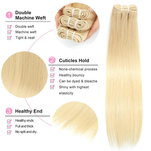 prenuim blonde 613 Hair Straight Unprocessed 100% Human Hair ash Blonde(#613) Color